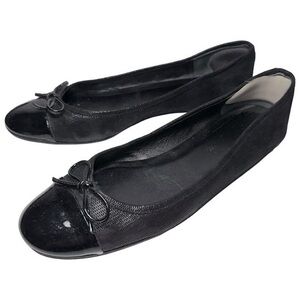 Delman New York Women’s Size 7 Black Metallic Patent Toe Brook Ballet Flats